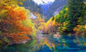 autumn scenery of Jiuzhaigou Valley